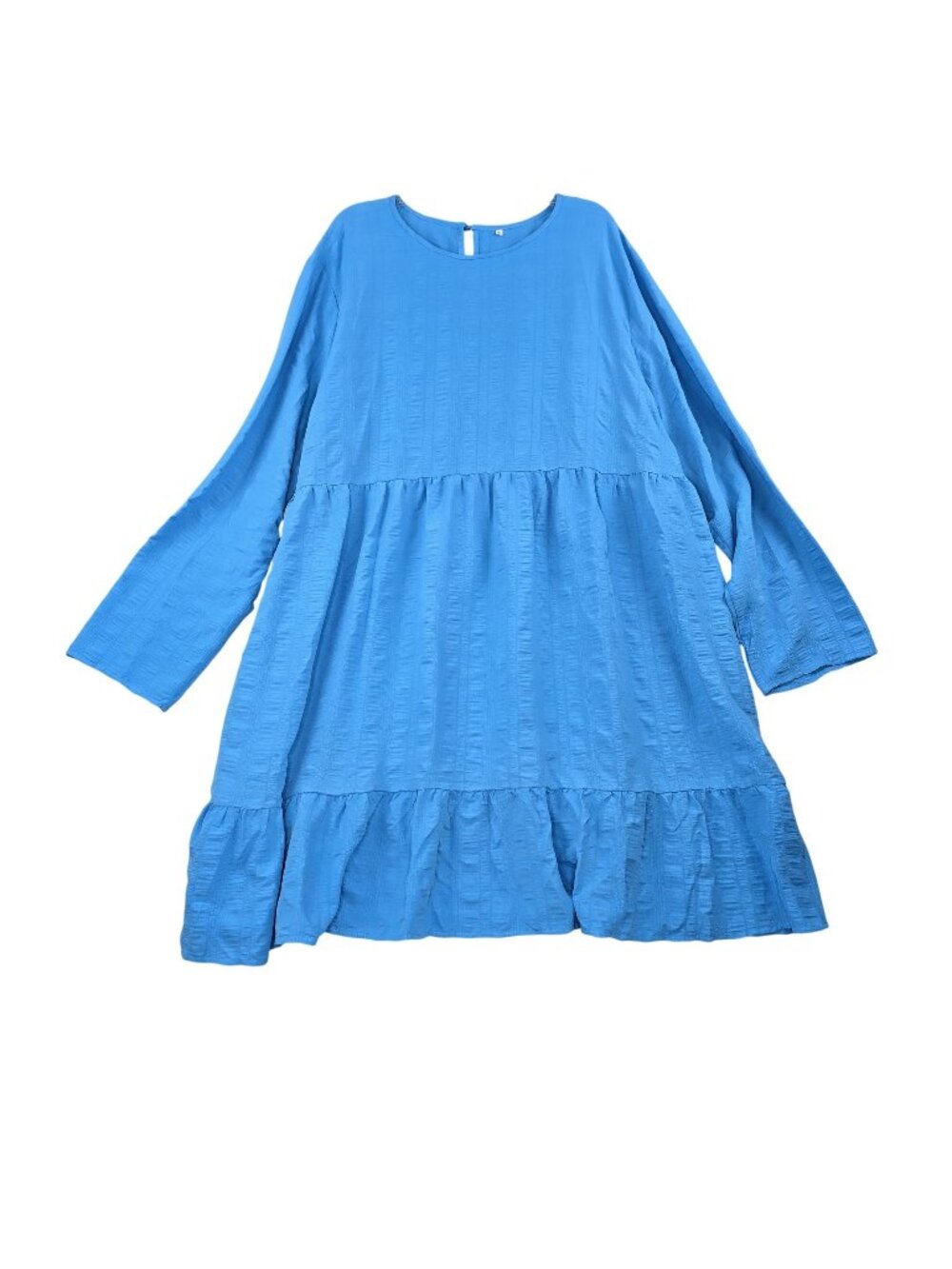 Ladies 6XL Babydoll Dress Blue Textured Polyester & Spandex Long Sleeve